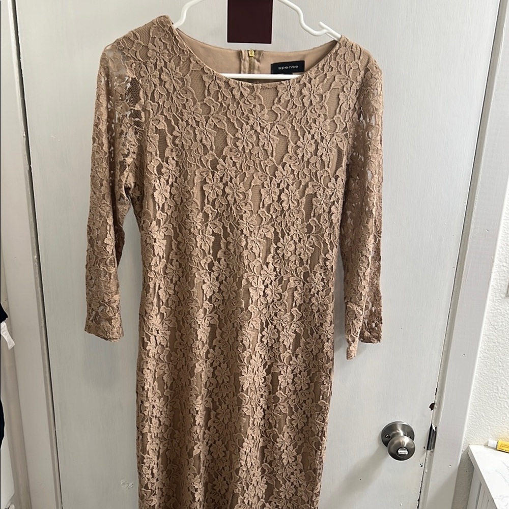 Women's Tan Lace Dress